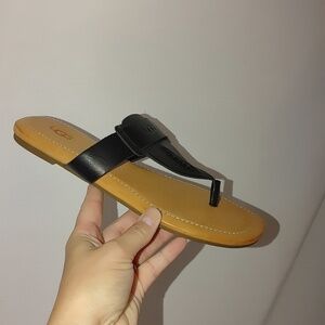 UGG Galia Slide Thong Sandal Flip Flip Black Brown Leather Size 7